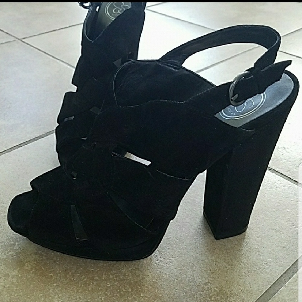Jessica simpson Black Suede Platform Sandals 10
